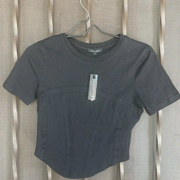 NWT Papermoon black corset tee, size small - Picture 3 of 8